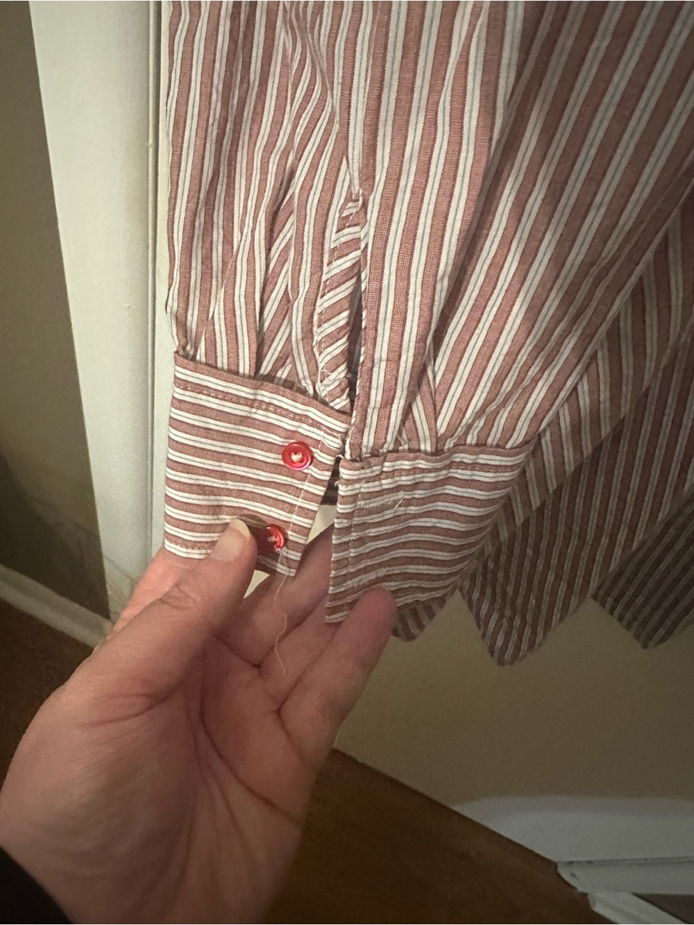 MAEVE by anthropology Long-Sleeve Waisted Buttondown striped Shirt size large - Picture 8 of 12